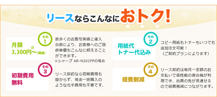 コピー機のリース契約はこんなにおトク！